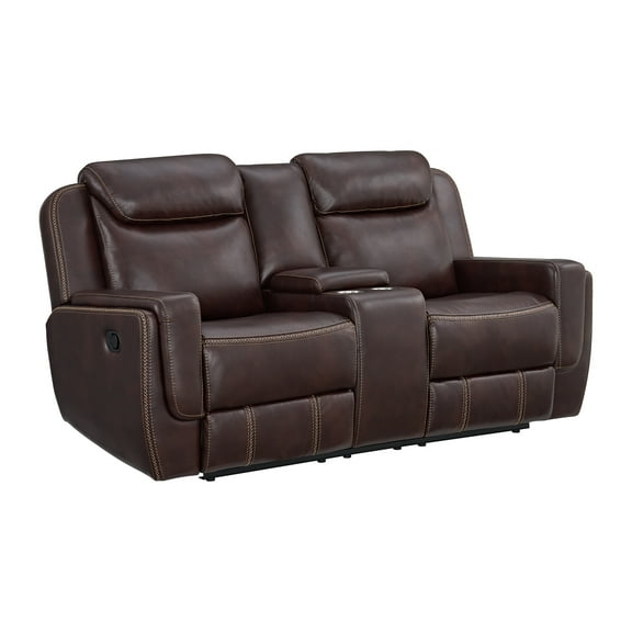 Picket House Furnishings Lynx Motion Loveseat with Console in Neono Brown