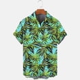 thumbnail image 4 of hopeusnice Men's Summer Short Sleeve Button Down Tropical Hawaiian Shirt Beach Top Green L, 4 of 5