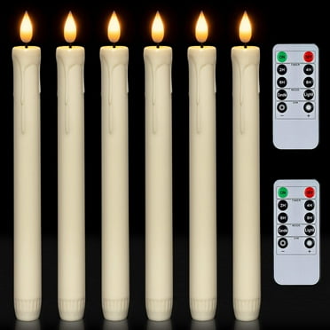 Merrynights Flameless Taper Candles with Remote and Timer, 6-Pack