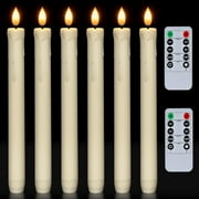 Merrynights 6pcs Flameless Taper Candles with Remote, Timer, Dimmer, Ivory Battery Operated CandleSticks with Flickering Light, Plastic Led Window Candles, 9.6 Inches for Halloween Decoration