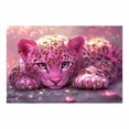 thumbnail image 2 of Mudket Framed Pink Leopard Cub Canvas Wall Art, Cute Trendy Pink Leopard Wall Art for Girls Bedroom, Animal Print Room Decor, Ready to Hang - 12"L x 8"W, 2 of 10