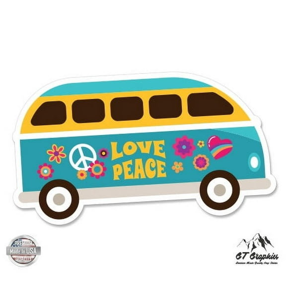 Cute Hippie Van - 3" Vinyl Sticker - For Car Laptop I-Pad Phone Helmet Hard Hat - Waterproof Decal