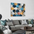 thumbnail image 2 of Chilfamy Hexagons Abstract Pattern Art Canvas Prints Ready to Hang Home Decor 12x12in, 2 of 6