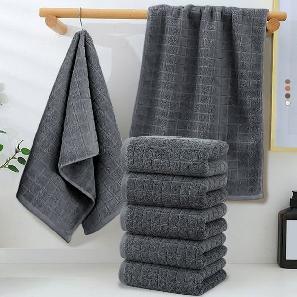 Juego de toallas engrosadas - Toallas de baño de poliéster de 5 piezas, 30x13 pulgadas, de secado rápido y absorbentes - blanco, azul, gris, beige