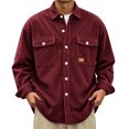 thumbnail image 2 of Men Corduroy Shacket Sevevn Long Sleeve Lapel Collar Button Front Jacket With Dual Chest Pockets For Daily Casual Wear Weekend Outings And Everyday Street Occasions, 2 of 8