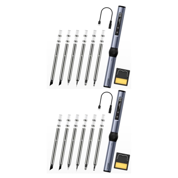 Riwesomey Kit de soldador eléctrico duradero y de larga duración, herramienta de soldadura de hierro portátil, fácil de usar, estándar azul, 6 cabezas estándar azul 2piezas
