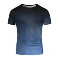 thumbnail image 4 of ZXLBBD Men's T-Shirts Gradient Color Crew Neck Workout Shirts Athletic Performance Comfort Fit Short Sleeve Tee for Gym Training Summer Outdoor T-Shirt,Navy,2XL, 4 of 4