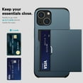 thumbnail image 6 of Compatible with iPhone 14 Case Wallet with Slide Card Holder Slot Slim Dual Layer Heavy Duty Shockproof Hard PC Hybrid TPU Phone Case Flip Protective Cover for iPhone 14 - 6.1", Darkblue, 6 of 8