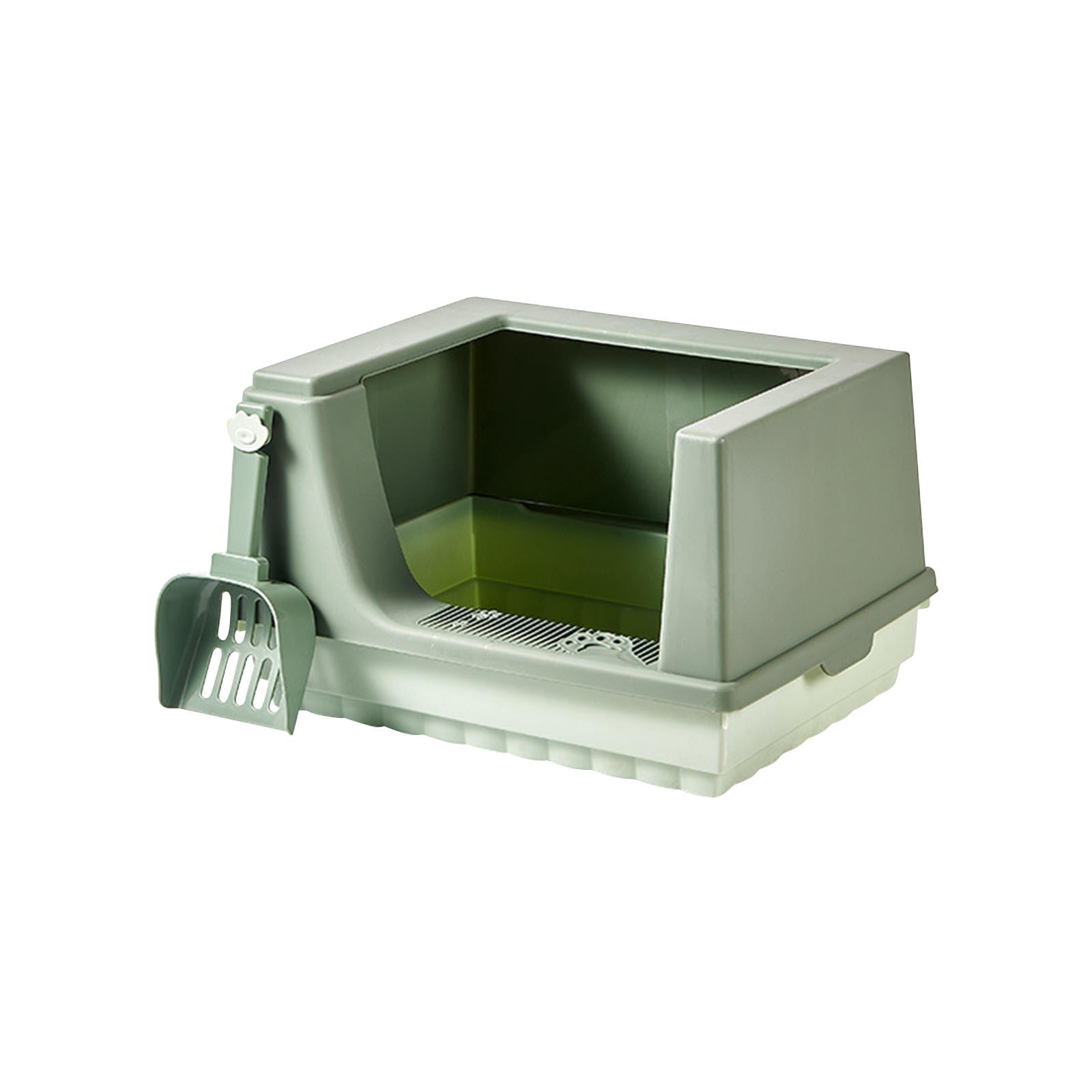 Bvdfgk Cat Litter Box Litter Tray Bottom Detachable Semi Enclosed with Portable Antiing Green L