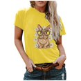 thumbnail image 1 of Hauts d'Été Grande Taille pour Femmes, T-shirt Imprimé Lapin Col Rond, Blouse Décontractée à Manches Courtes, Col en V, en Solde, 1 of 4