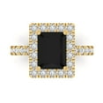 thumbnail image 2 of 3.84ct emerald cut black natural onyx 18k yellow gold halo Bridal Wedding Engagement Promise Anniversary Ring for Women size 4.5, 2 of 7