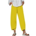 thumbnail image 2 of RXIRUCGD Women's Summer Comfortable Loose Wide Legged Fashion Solid Color Capris, Yellow, Size: XL, 2 of 5
