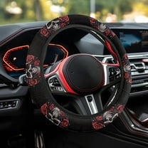 Renewold Skull Rose Universal Steering Wheel Cover, Soft Breathable 15 Inch Car Steering Wheel Cover Halloween Auto Accessories Fit for Most Vehicles