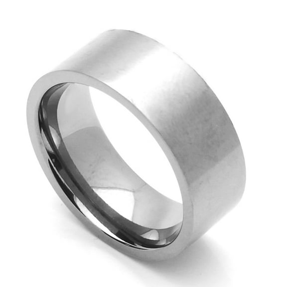 8MM Comfort Fit Stainless Steel Wedding Band Satin Finished Classic Flat Ring (Size 8 to 15)