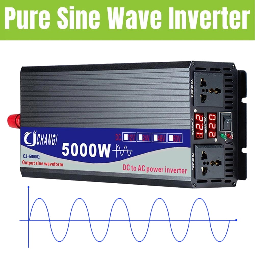 Pure Sine Wave Inverter,3000w 4000w 5000w 6000w 7000w 8000w Power Inverters,car Inverter Dc 12v/24v/48v/60v To Ac 110/220,lcd Digital Display Power Converter For Travel/camping ,Portable Design