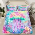thumbnail image 2 of Erosebridal Cartoon Jellyfish Sheet Set Twin,Green Purple Bedding Sets Twin Size,Ocean Theme Decor,Breathable,3pcs, 2 of 7
