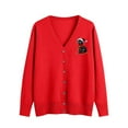 thumbnail image 2 of Womens Cardigan Sweaters Oversized Christmas Prined Button Down Open Front Vintage Knitted Sweaters Lightweight Long Sleeve V Neck Tops Holiday Xmas Cardigans, 2 of 5