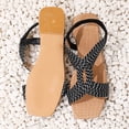 thumbnail image 5 of hopeusnice Braided Crisscross Strap Elastic Slingback Flat Sandal Women Casual Summer Footwear Black 40, 5 of 7