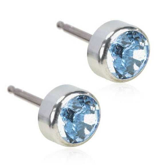 Blomdahl | Hypoallergenic | Silver Titanium Bezel Alexandrite Crystal Stud Earrings | Best Choice For Sensitive Ears