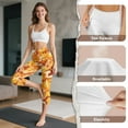 thumbnail image 7 of SCRAWLGOD Yellow Camouflage Print Yoga Capris for Women 4 Way Stretch Yoga Pants Active Lightweight Non See Through Yoga Pants Leggings with Pockets for Running Cycling, S, 7 of 7
