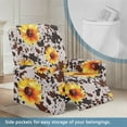 thumbnail image 3 of Xixirimido Brown Cowhide and Sunflower Recliner Slipcovers 4 Pieces Lazyboy Recliner Chair Cover Non Slip Recliner Couch Covers for Recliner Chair with Storage Pockets Furniture Protector, 3 of 8