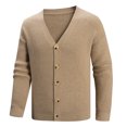 thumbnail image 4 of Fgnfyis Work Jackets for Men Knitted Cardigan Sweater Button up Long Sleeve Lightweight Soft Yarn Fabric Winter Coats for Men Khaki L, 4 of 9