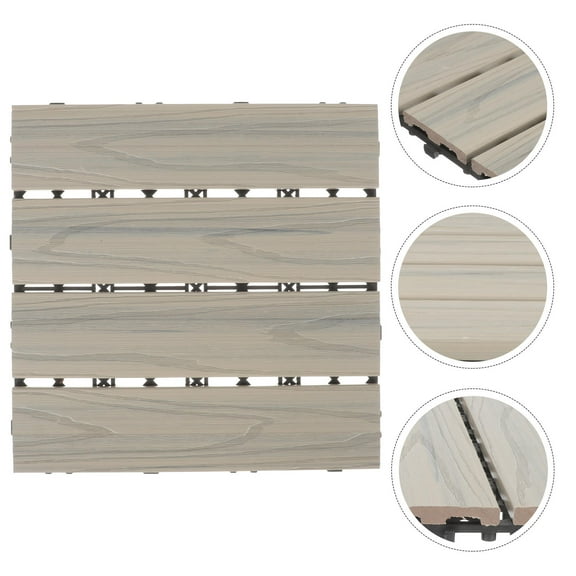 RENACLIPY 1Pack Grey Wood-Plastic Flooring Square Waterproof Outdoor Flooring for Patio and Garden 30.0X30.0X0.8In