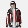 thumbnail image 2 of Lsque USA Flag Cross Pattern UPF 50+ Léger Protection Solaire Chemise à Manches Longues pour Hommes et Femmes, Chandail à Capuchon Performance - Grand, 2 of 7