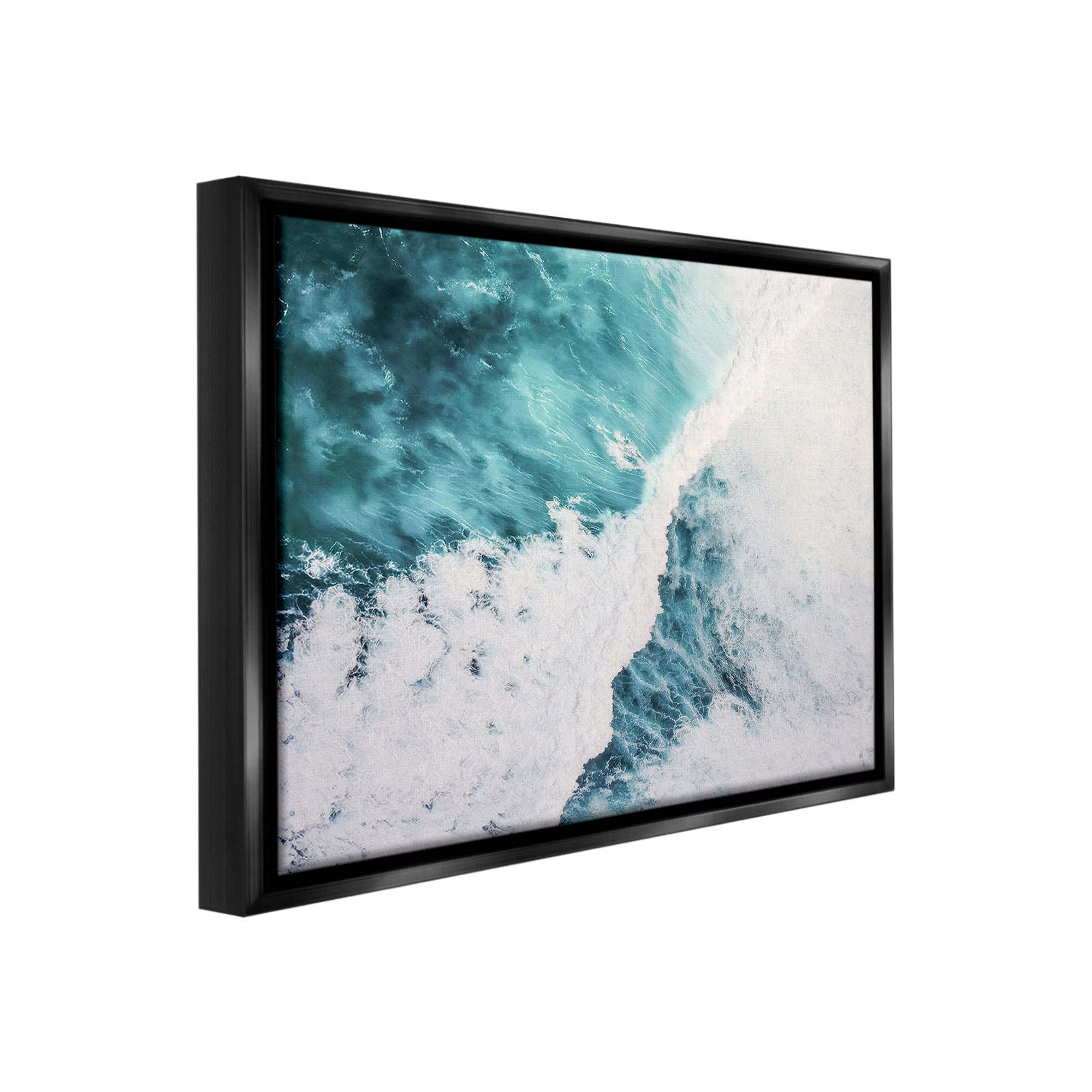 Stupell Industries Asymmetrical Splashing Waves Landscape Photography Black Floater Framed Canvas Art Print Wall Art, 21 x 17