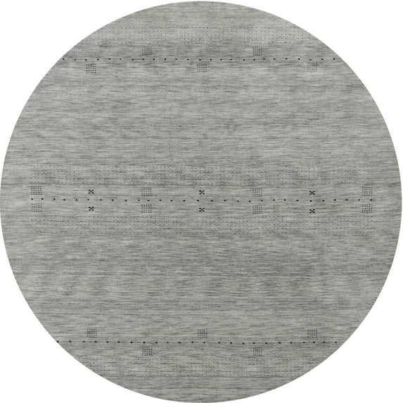 Ahgly Company Indoor Round Contemporary Dark Gray Abstract Area Rugs, 7' Round