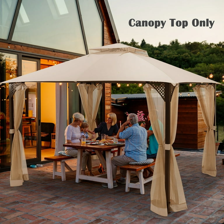 Costway 10' x 12' Beige Patio Gazebo Replacement Canopy Costway 10' x 12' Beige Patio Gazebo Replacement Canopy