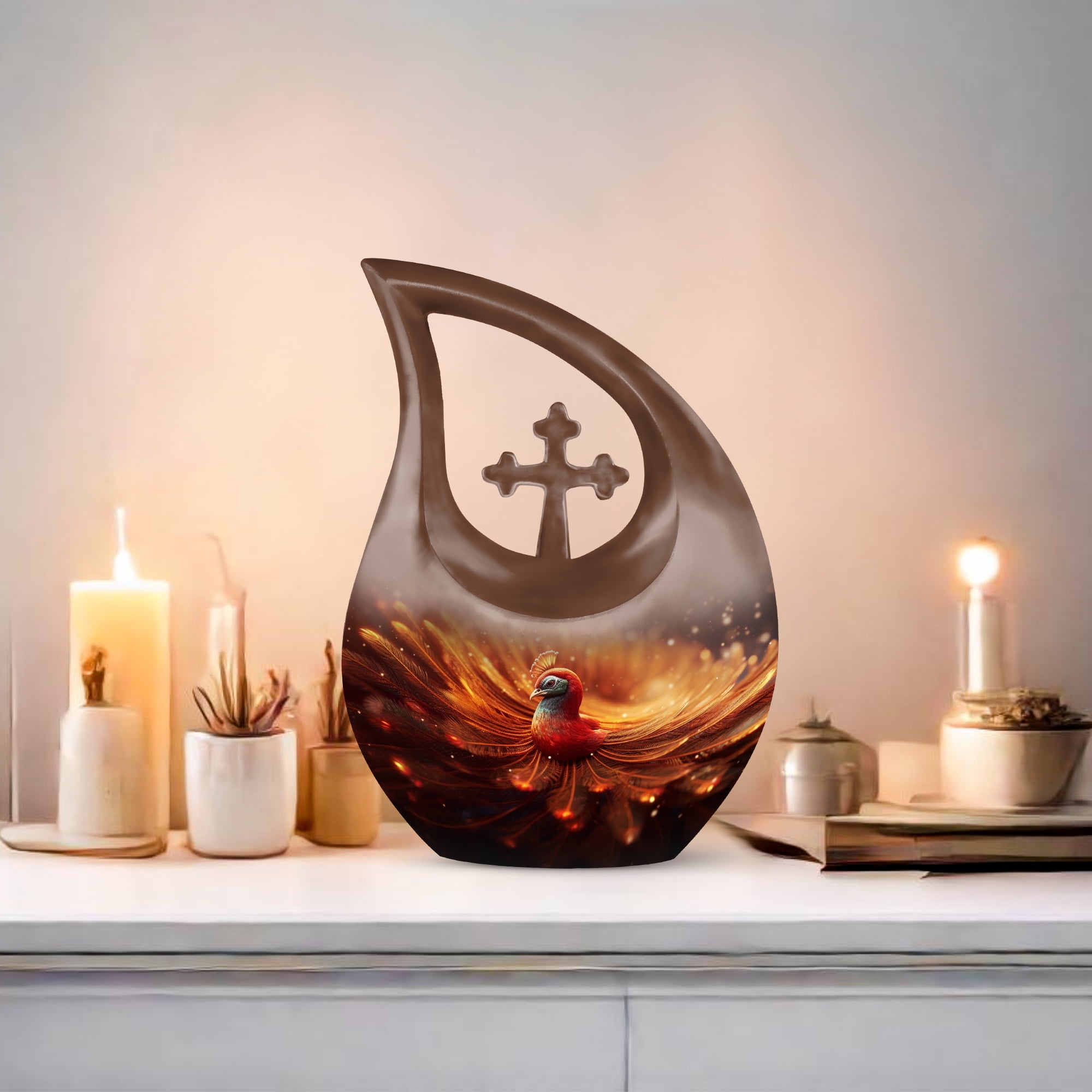 MUKTIVE Phoenix Bird Cremation Urns for Human Ashes, Urn for Mom(1 Large, 4 Keepsake) Ash Holder, Keepsake Urns for Human Ashes Adult Female & Male, Tear Shape Keespake for Adult