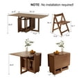 thumbnail image 3 of Muwuele Solid Wood Folding Dining Table with 2 Foldable Chairs Set, Drop Leaf Kitechen Table, Space Saving Extendable for Living Room, 55"W, Walnut, 3 of 10