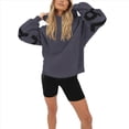 thumbnail image 3 of Sudaderas con Capucha de Moda para Mujer, Sudaderas Holgadas de Gran Tamaño, Camisetas de Larga, Corte Holgado. Azul Marino L, 3 of 8