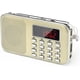 thumbnail image 1 of Mini radio de bolsillo portátil con linterna LED, altavoz de radio digital compatible con tarjeta Micro Sd/TF/USB, escaneo y ahorro automático, batería recargable de 600 mAh, 1 of 4