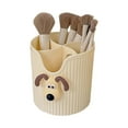 thumbnail image 2 of Portalápices de escritorio con 4 compartimentos, gran capacidad, bonito organizador de útiles escolares, brochas de maquillaje, cabeza de perro amarillo lechoso, 2 of 12