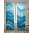 thumbnail image 5 of Sheer Curtains 108 inches Long, Abstract Fluid Art Vintage Blue Gradient Oil Painting Light Filtering Sheer Window Curtains Rod Pocket Voile Drapes for Bedroom Living Room, 52"W x 108"L 2 Panels, 5 of 7