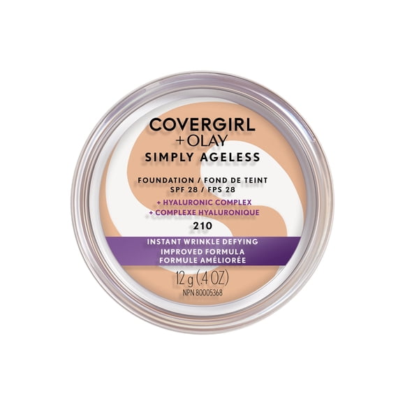 COVERGIRL Simply Ageless Instant Wrinkle Defying Foundation with Hyaluronic Complex, Vitamin C, and Niacinamide - SPF 28, 100% Cruelty-Free