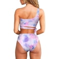 thumbnail image 2 of Women One Shoulder High Waisted Bikini Tie High Cut Two Piece Swimsuits, 2 of 14