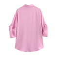 thumbnail image 5 of HH TRAF Blusa de un solo pecho con bolsillos y mangas cortas con cuello vuelto de color liso elegante para mujer 2024 Camisas casuales para mujer, 5 of 5