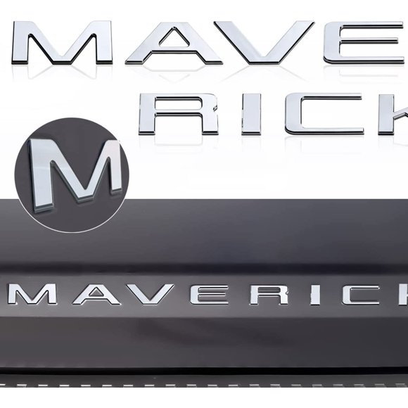 GHSDFBB Tailgate Inserts Letters Compatible for 2022 2023 Ford Maverick,3D Raised & Strong Adhesive Decals Letters Rear Emblem Decal Sticker Compatible for Maverick Accessories-Chrome Silver