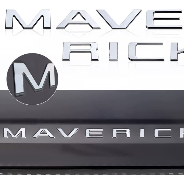 GHSDFBB Tailgate Inserts Letters Compatible for 2022 2023 Ford Maverick,3D Raised & Strong Adhesive Decals Letters Rear Emblem Decal Sticker Compatible for Maverick Accessories-Chrome Silver