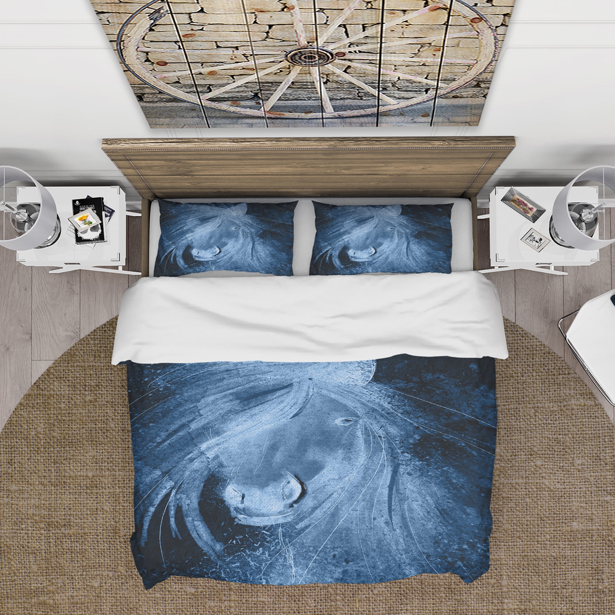 Designart 'Farmhouse Horse XII' Farmhouse Duvet Cover Set