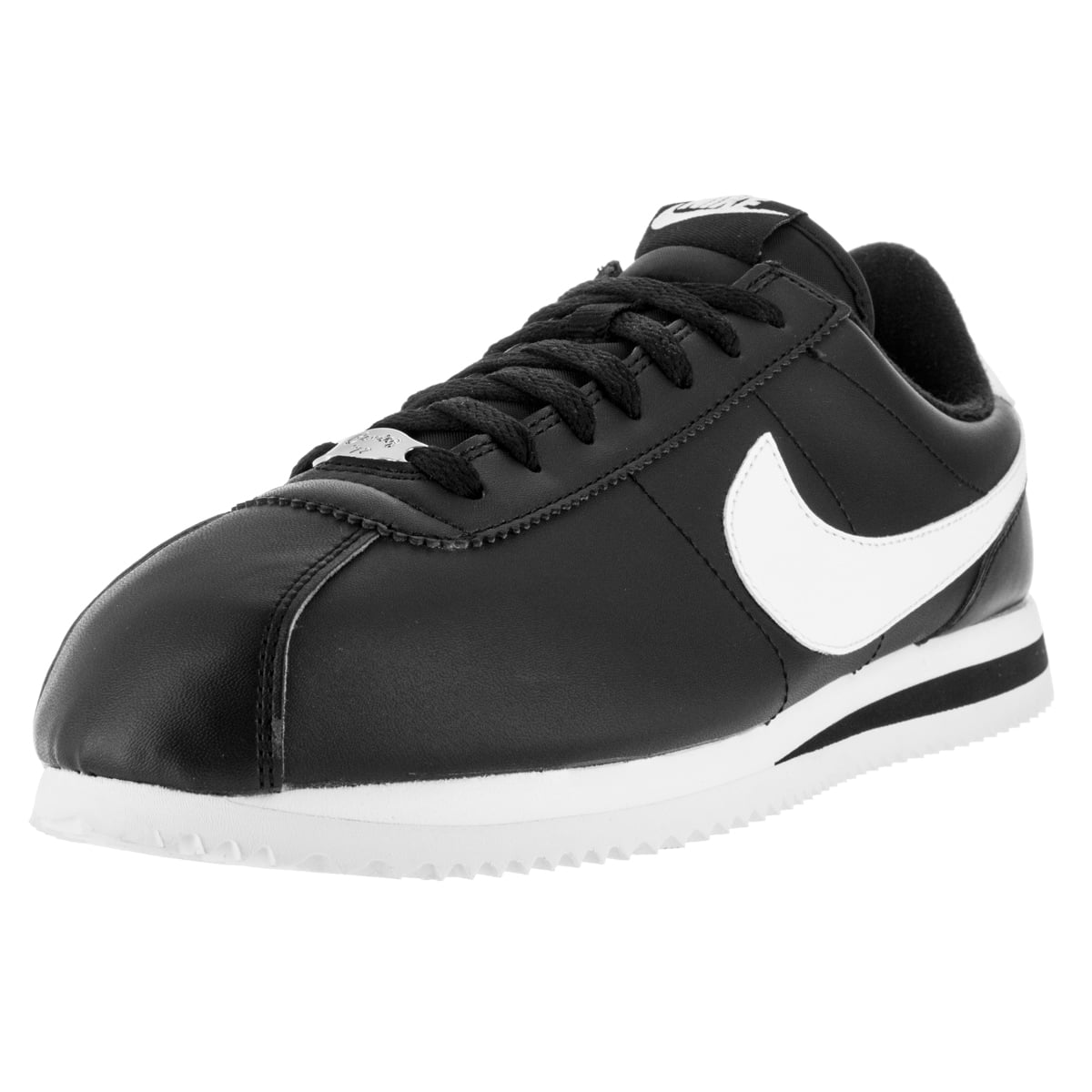 Nike Men Cortez Basic Leather Black White-Metallic Silver Size 7.0 US