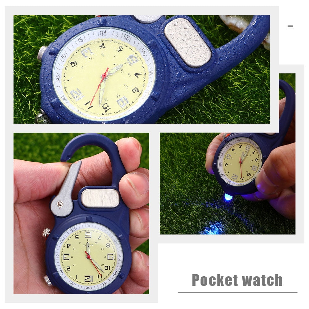 Carabiner Classic Pocket Watch with LED Lights Clip On Watch