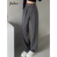thumbnail image 1 of Jielur, pantalones de traje clásicos de pierna ancha marrón para mujer, pantalones Vintage elegantes de oficina Palazzo, pantalones negros informales, pantalones de cintura alta para mujer Tan Jianjun unisex, 1 of 2