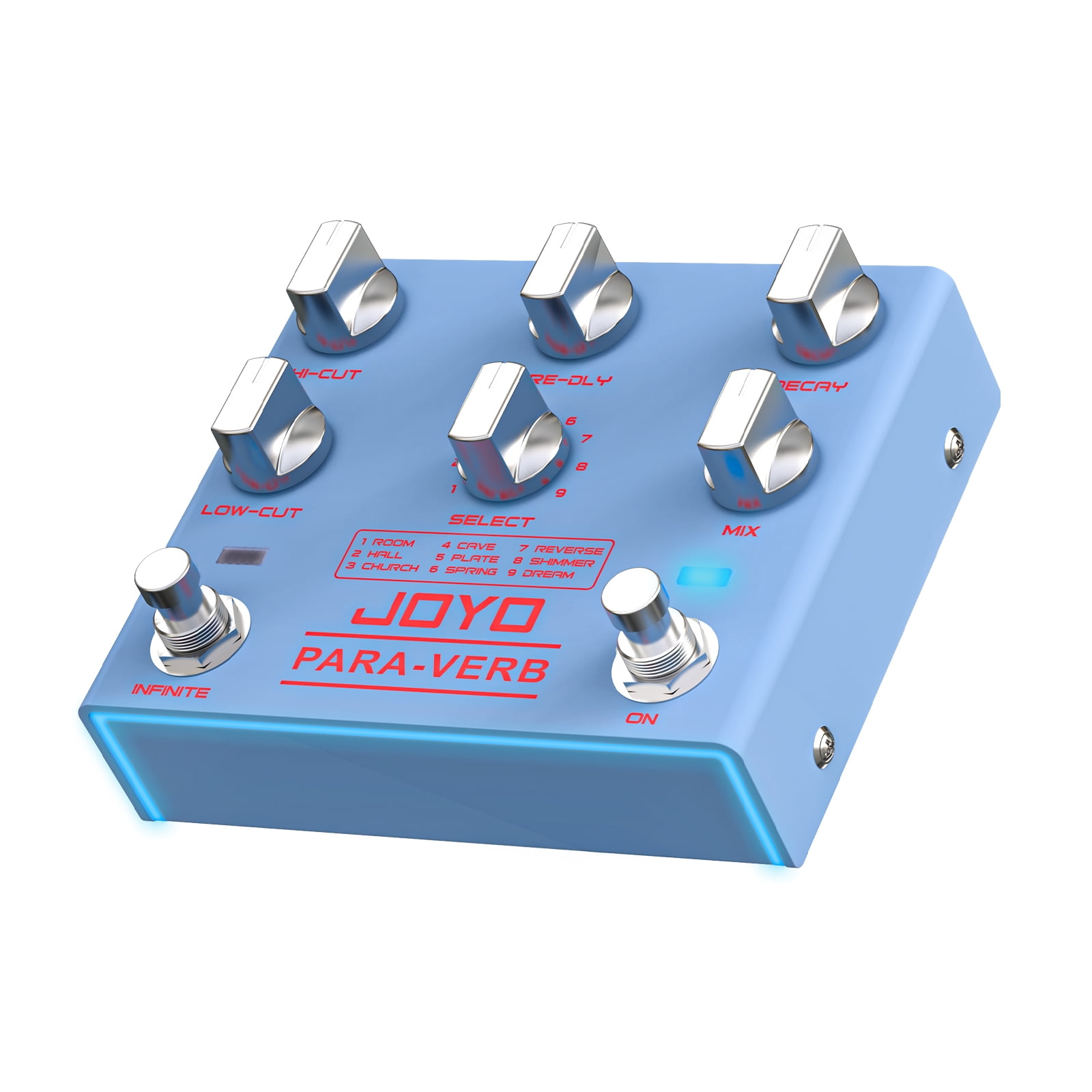 JOYO Reverb Guitar Pedal Digital Stereo 9 Reverb Effects Infinite & Trail Functions for Electric Guitar
