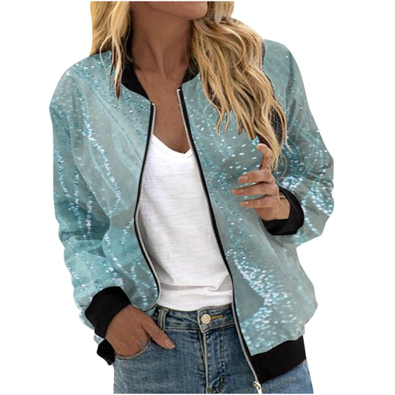 TFEOQRY Women's Cardigan Jacket Fashionable Printed Zipper Top Jacket with Pockets Long Sleeve Hoodless Outwear Green