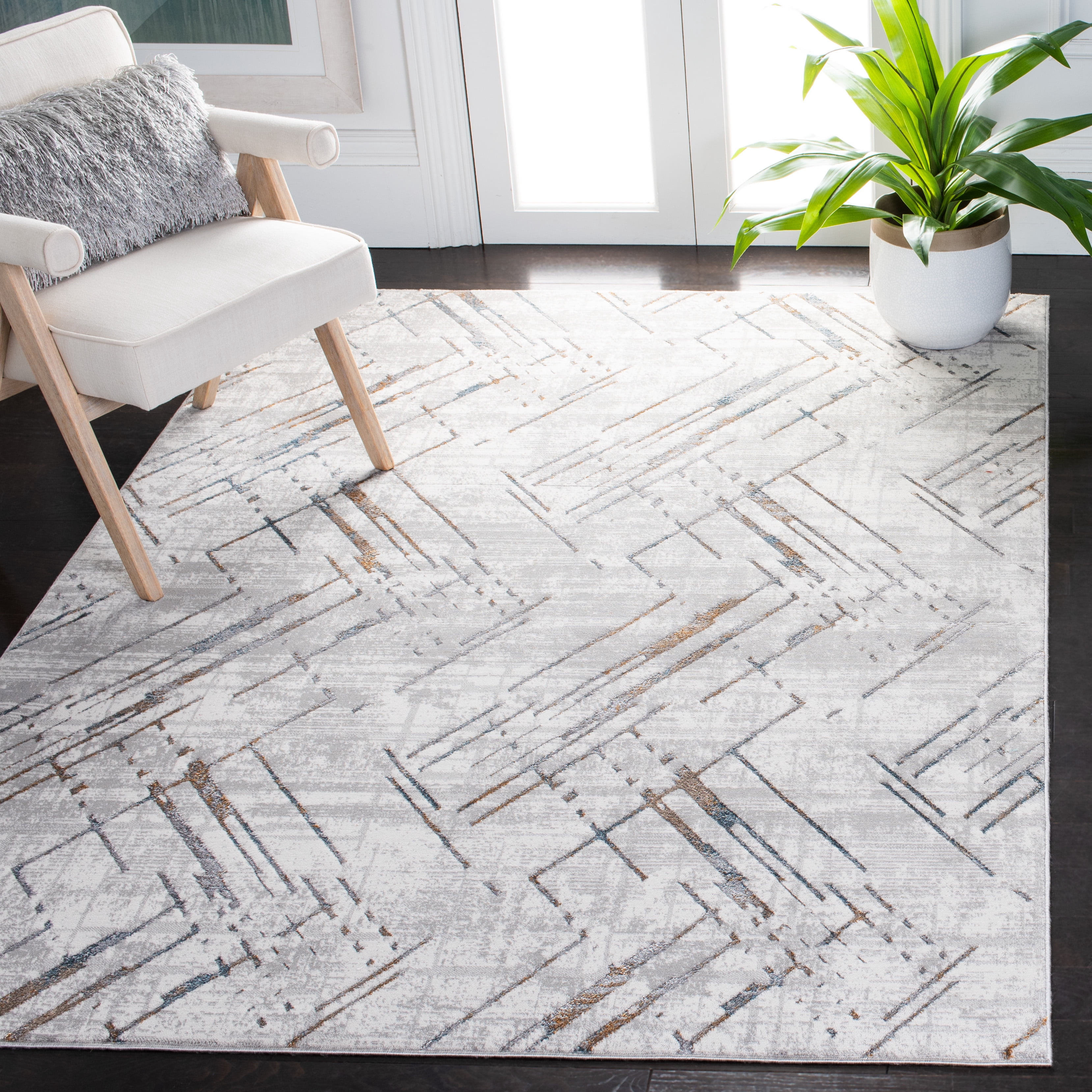 SAFAVIEH Sonoma Mattie Abstract Area Rug, Ivory/Grey, 8' x 10'