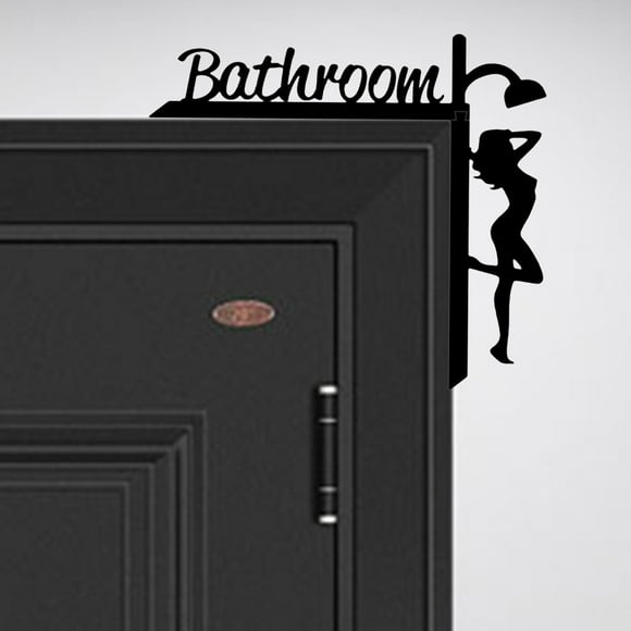 Meitianfacai Wooden Interesting Toilet Door Frame Decoration Black Bathroom Door Frame Window Hanging Decoration Home Decoration Sign